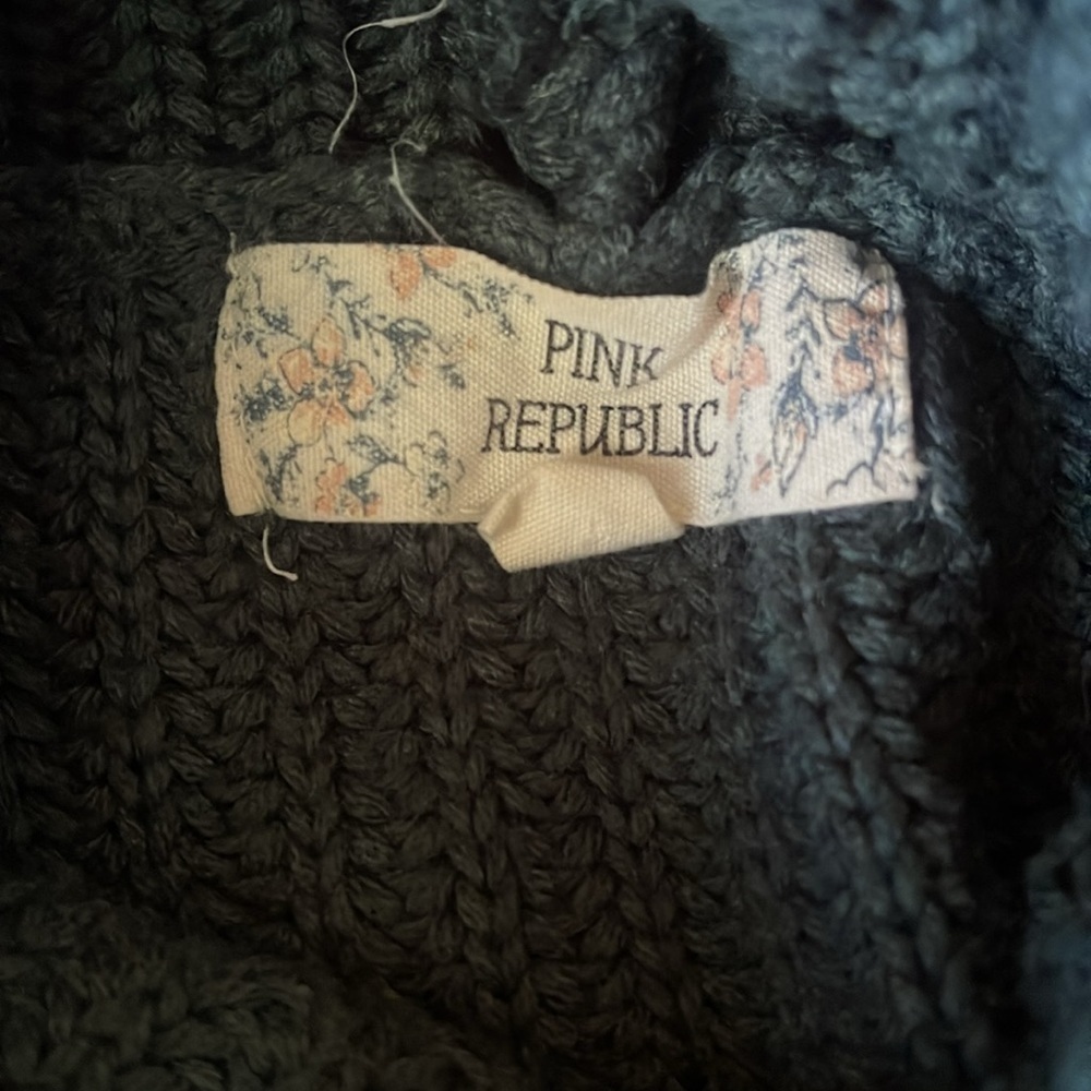 Pink Republic Dark Green Knitted Turtle Neck Long Sleeve Sweater Women Medium - Picture 5 of 5
